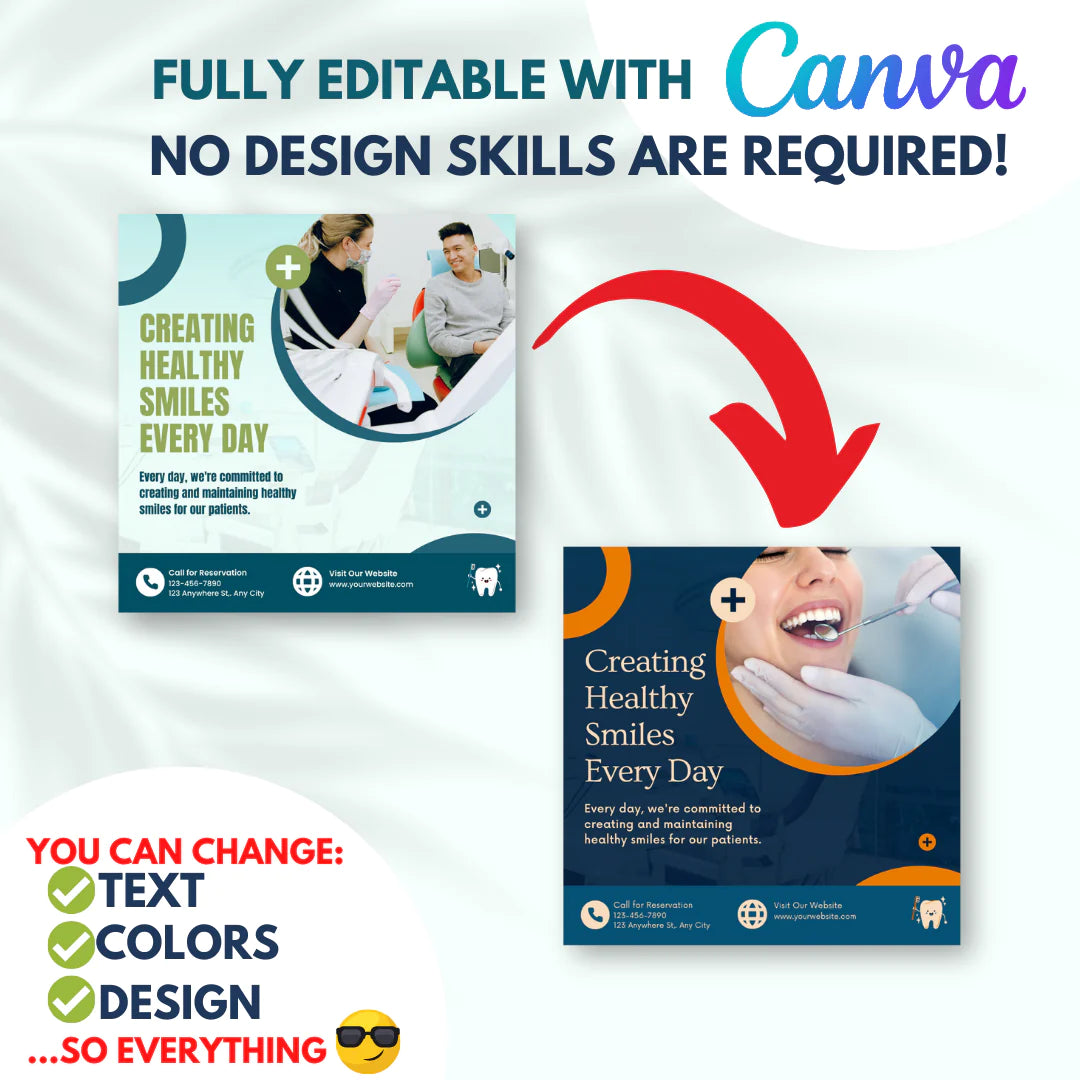 450 Editable Dentist Social Media Posts