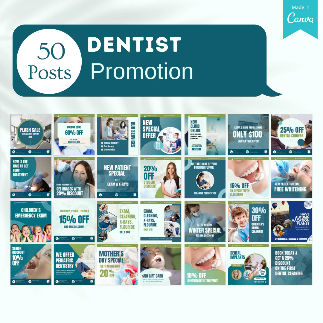 450 Editable Dentist Social Media Posts